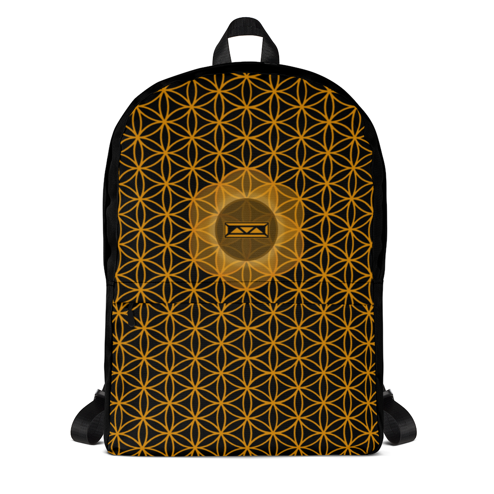 TRILLYYON - Black & Gold - Flower Of Life Pocket Backpack