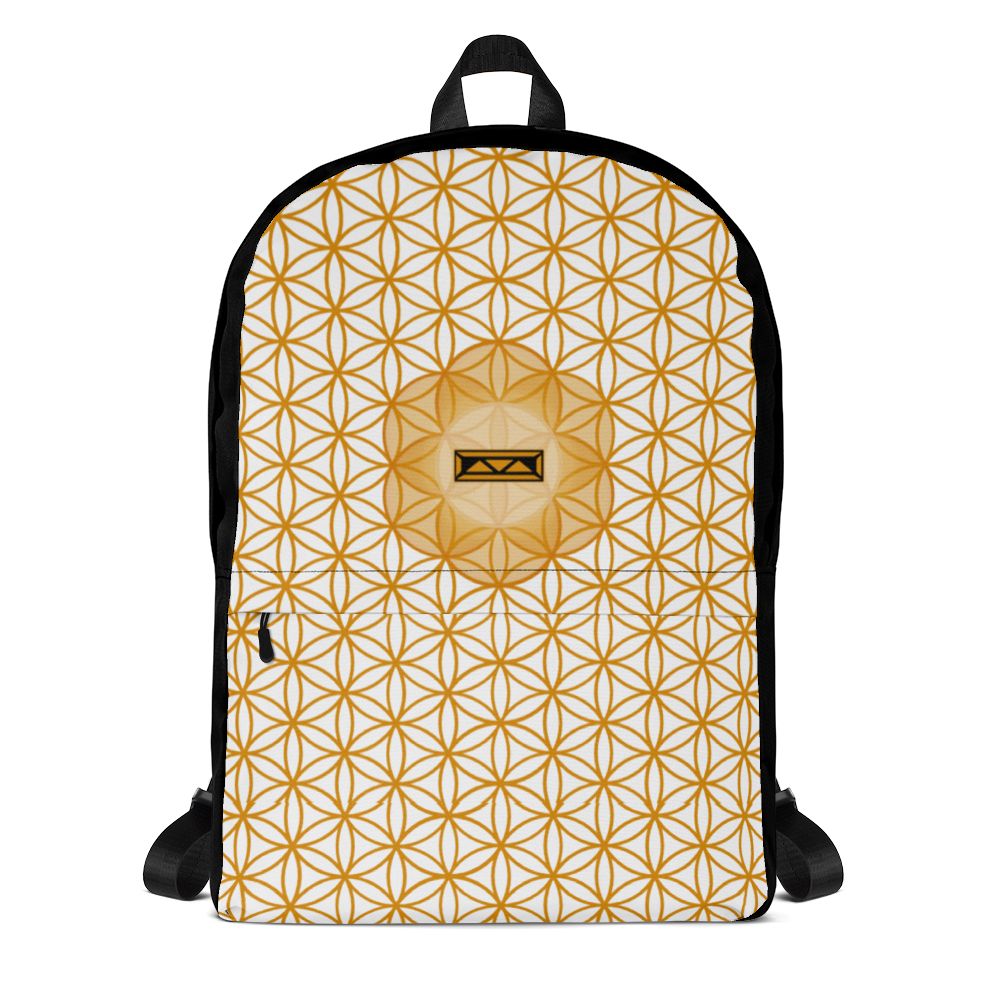 TRILLYYON - White & Gold - Flower Of Life Pocket Backpack