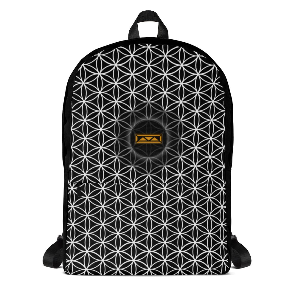 TRILLYYON - Black & White  - Flower Of Life Pocket Backpack