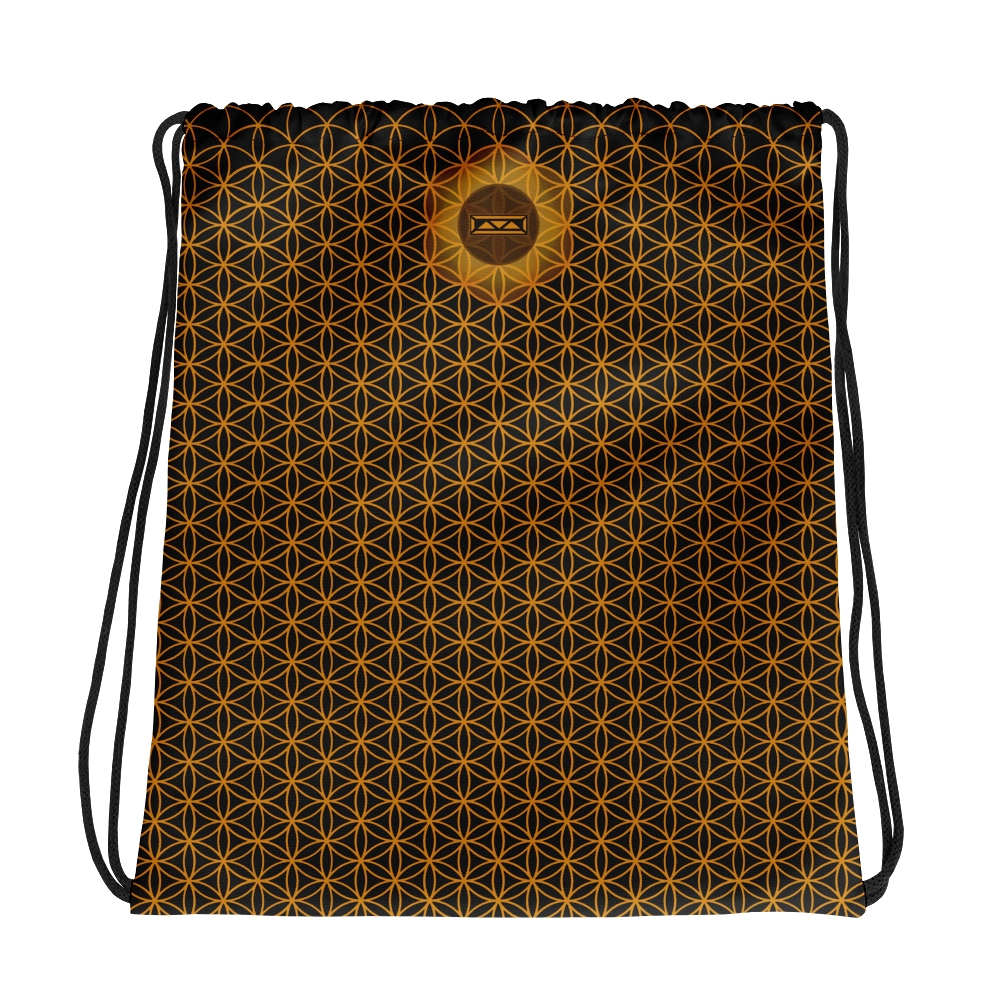 TRILLYYON - Black & Gold - Flower Of Life Drawstring bag