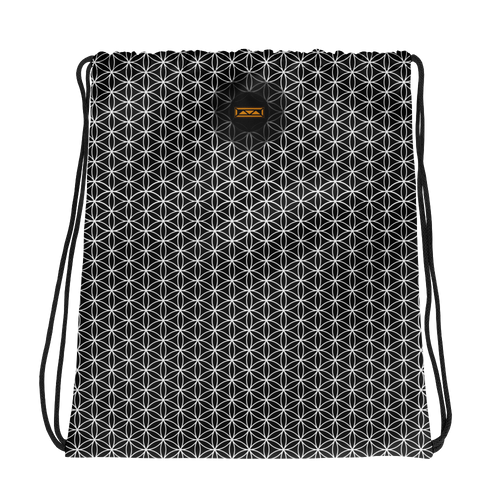 TRILLYYON - Black & White  - Flower Of Life Drawstring bag