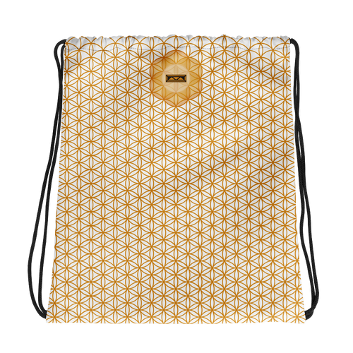 TRILLYYON - White & Gold - Flower Of Life Drawstring bag