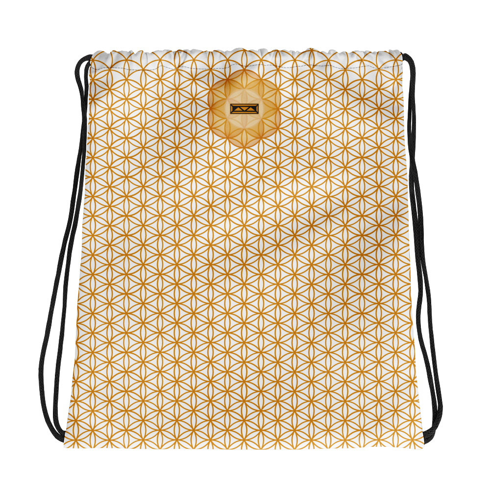 TRILLYYON - White & Gold - Flower Of Life Drawstring bag