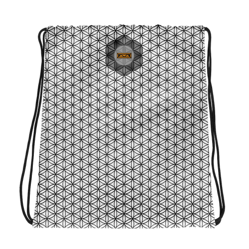 TRILLYYON - White & Black - Flower Of Life Drawstring Bag