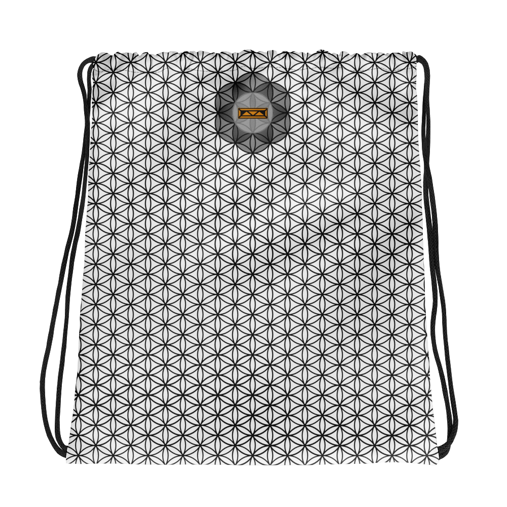 TRILLYYON - White & Black - Flower Of Life Drawstring Bag
