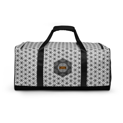 TRILLYYON - White & Black - Flower Of Life Duffle Bags