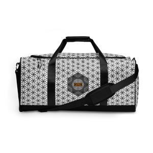 TRILLYYON - White & Black - Flower Of Life Duffle Bags