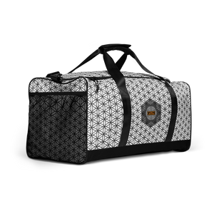 TRILLYYON - White & Black - Flower Of Life Duffle Bags