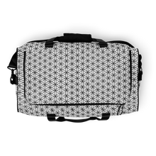 Load image into Gallery viewer, TRILLYYON - White &amp; Black - Flower Of Life Duffle Bags
