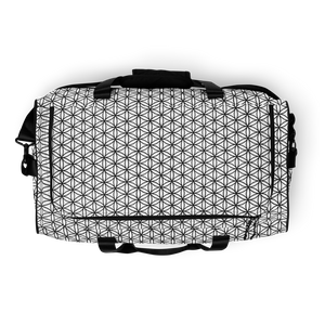 TRILLYYON - White & Black - Flower Of Life Duffle Bags