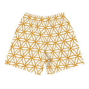 TRILLYYON - White & Gold - Flower Of Life Athletic Shorts