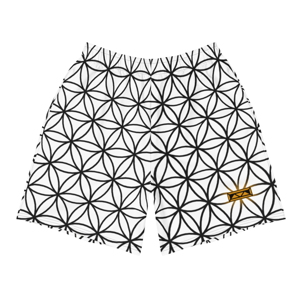 TRILLYYON - White & Black  - Flower Of Life Athletic Shorts