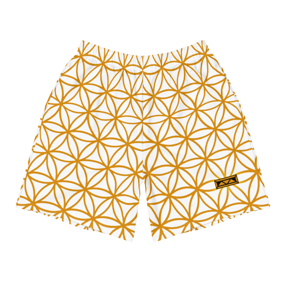 TRILLYYON - White & Gold - Flower Of Life Athletic Shorts