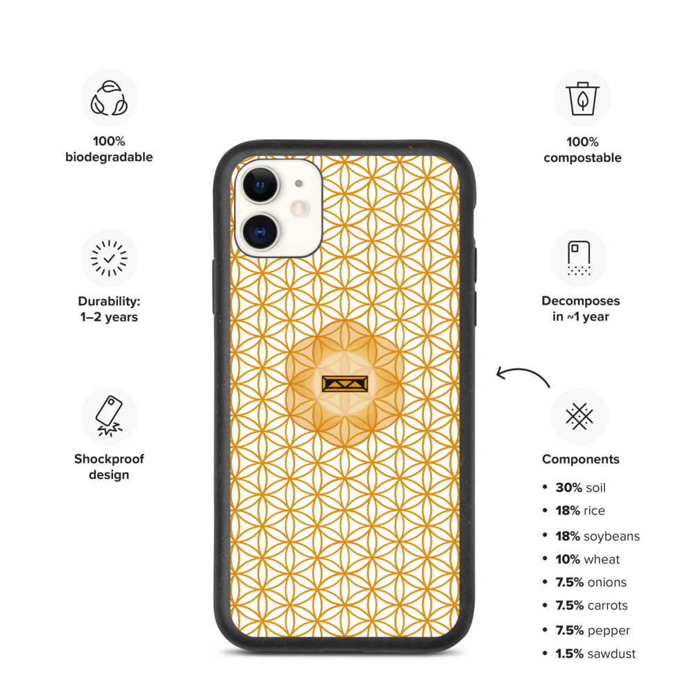TRILLYYON - White & Gold - Flower Of Life Biodegradable Phone Case