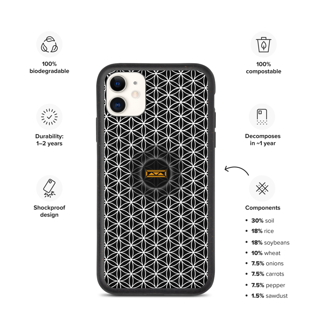 TRILLYYON - Black & White  - Flower Of Life Biodegradable Phone Case