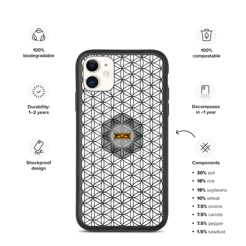 TRILLYYON - White & Black - Flower Of Life Biodegradable Phone Case