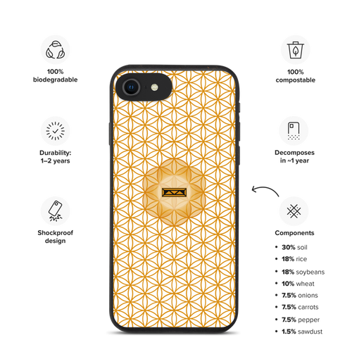 TRILLYYON - White & Gold - Flower Of Life Biodegradable Phone Case