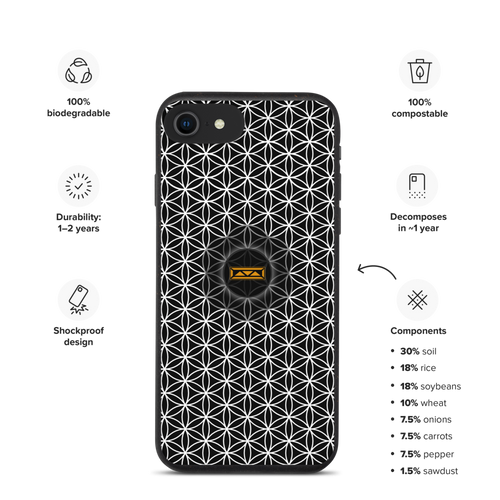 TRILLYYON - Black & White  - Flower Of Life Biodegradable Phone Case