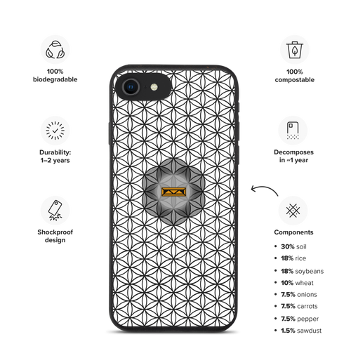 TRILLYYON - White & Black - Flower Of Life Biodegradable Phone Case