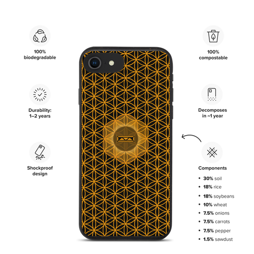 TRILLYYON - Black & Gold - Flower Of Life Biodegradable Phone Case