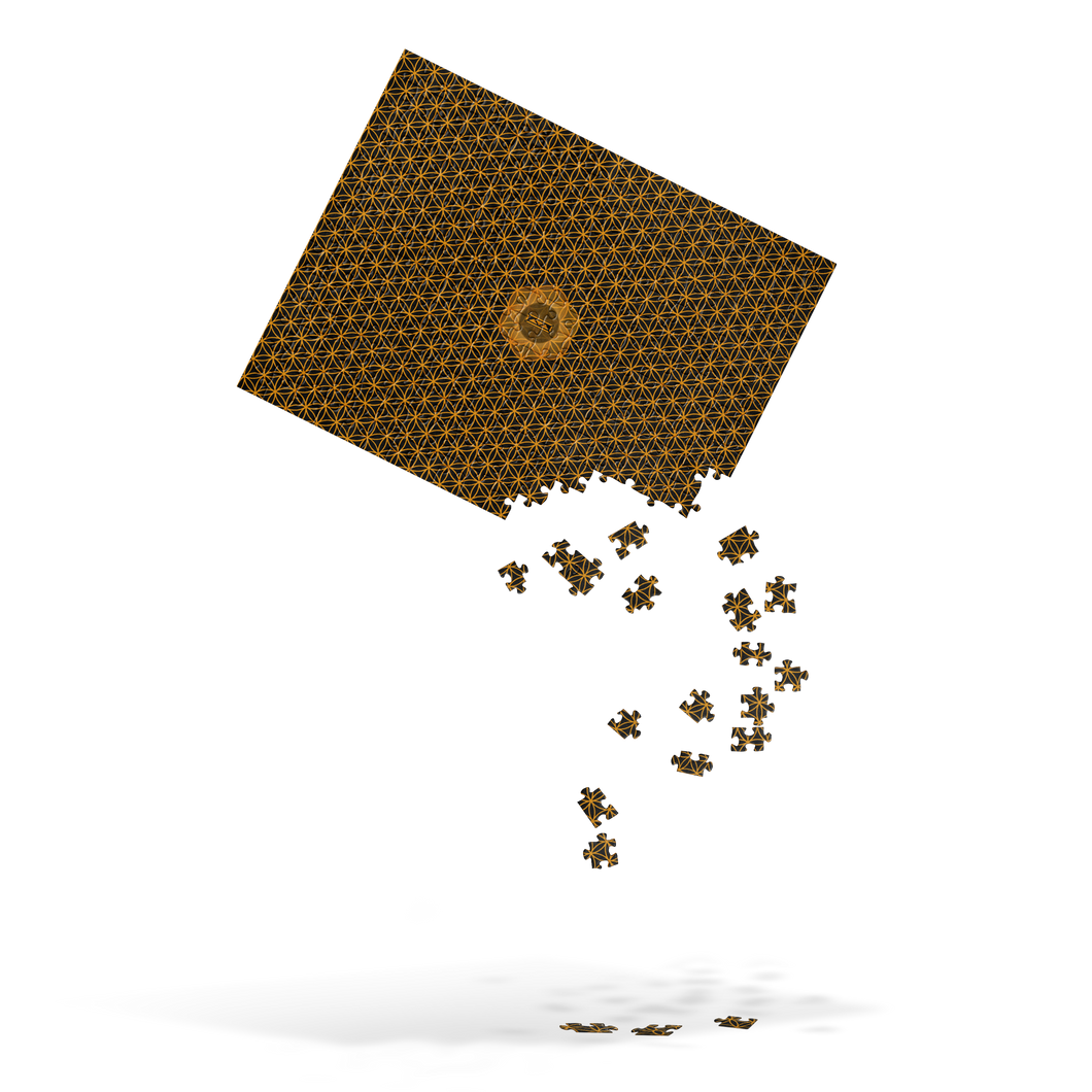 TRILLYYON - Black & Gold  - Flower Of Life Jigsaw Puzzle