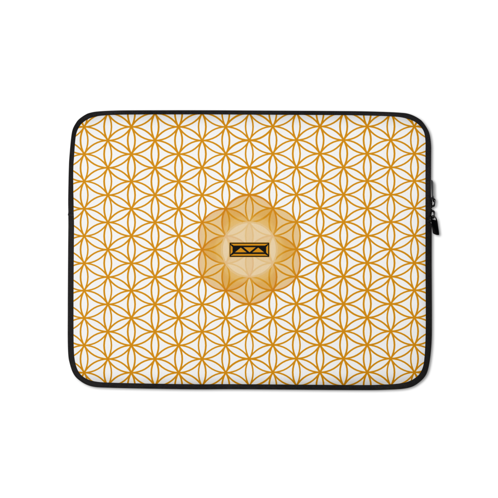 TRILLYYON - White & Gold - Flower Of Life Laptop Sleeve