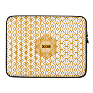 TRILLYYON - White & Gold - Flower Of Life Laptop Sleeve