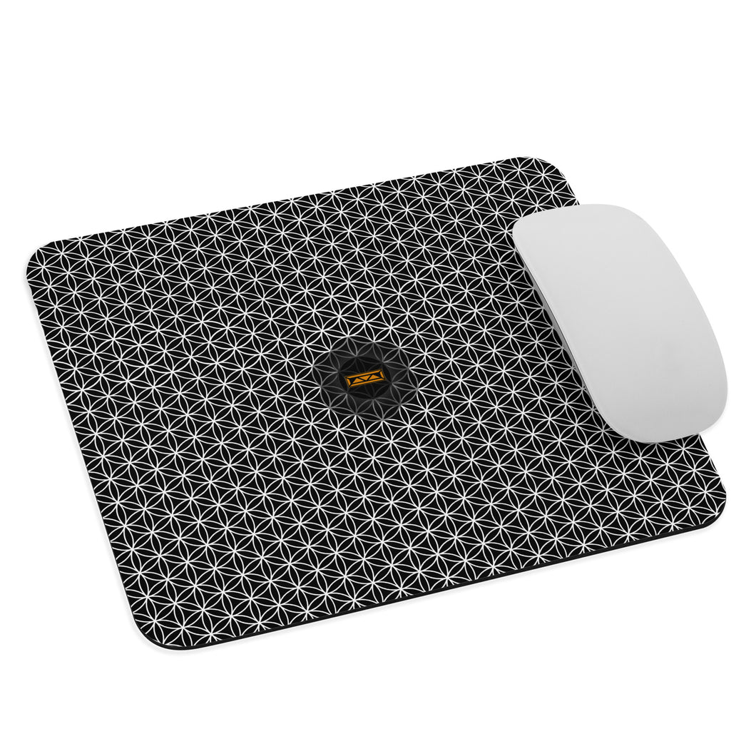 TRILLYYON - Black & White  - Flower Of Life Mouse Pad