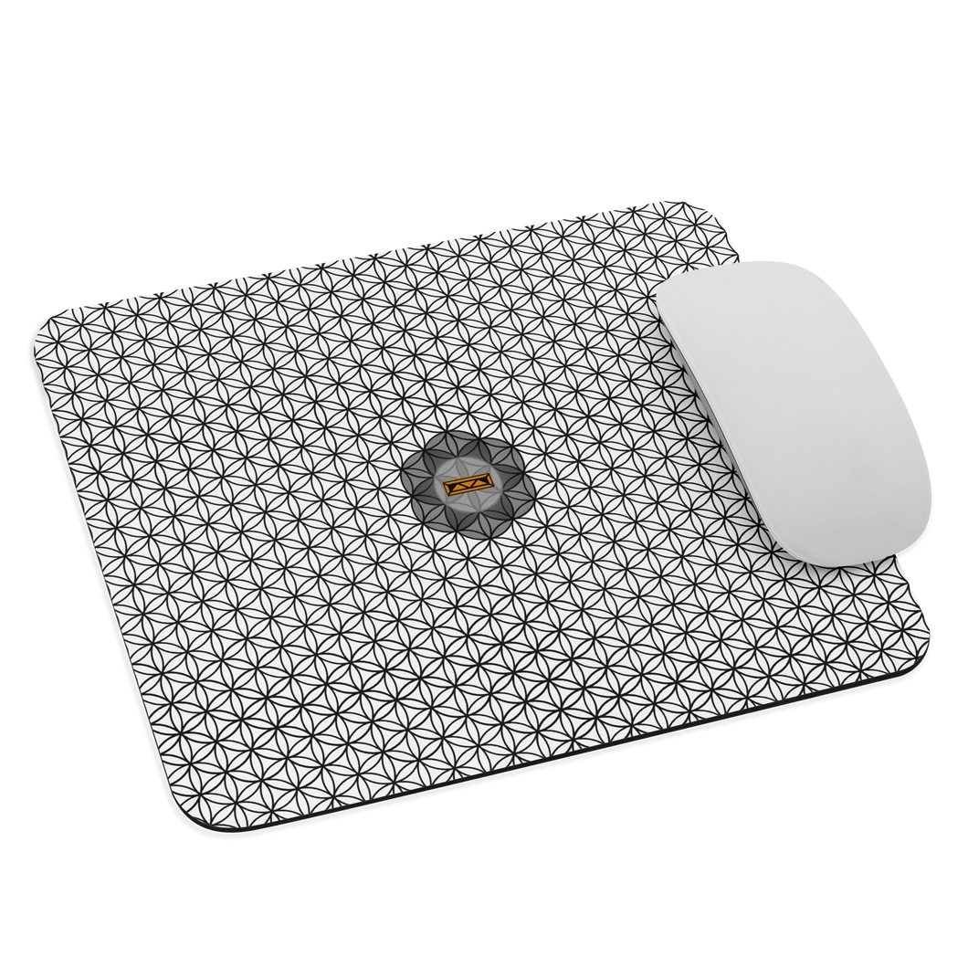 TRILLYYON - White & Black - Flower Of Life Mouse Pad