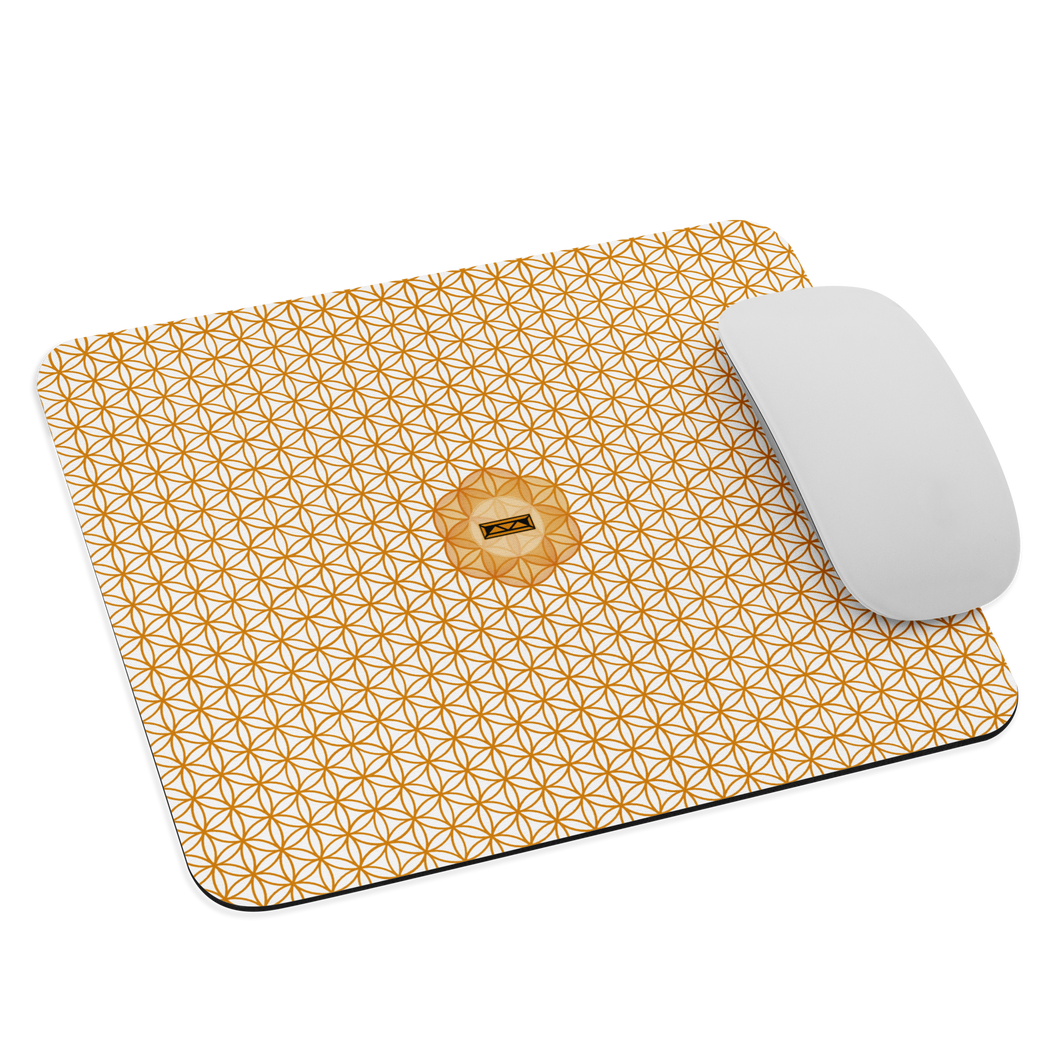 TRILLYYON - White & Gold - Flower Of Life Mouse Pad