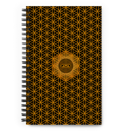TRILLYYON - Black & Gold  - Flower Of Life Spiral Notebook