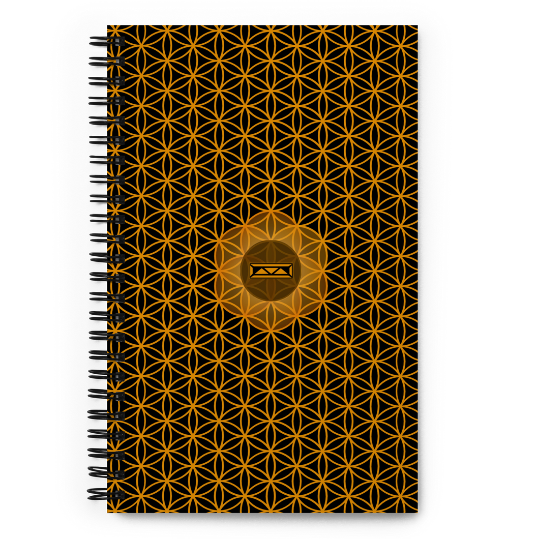 TRILLYYON - Black & Gold  - Flower Of Life Spiral Notebook