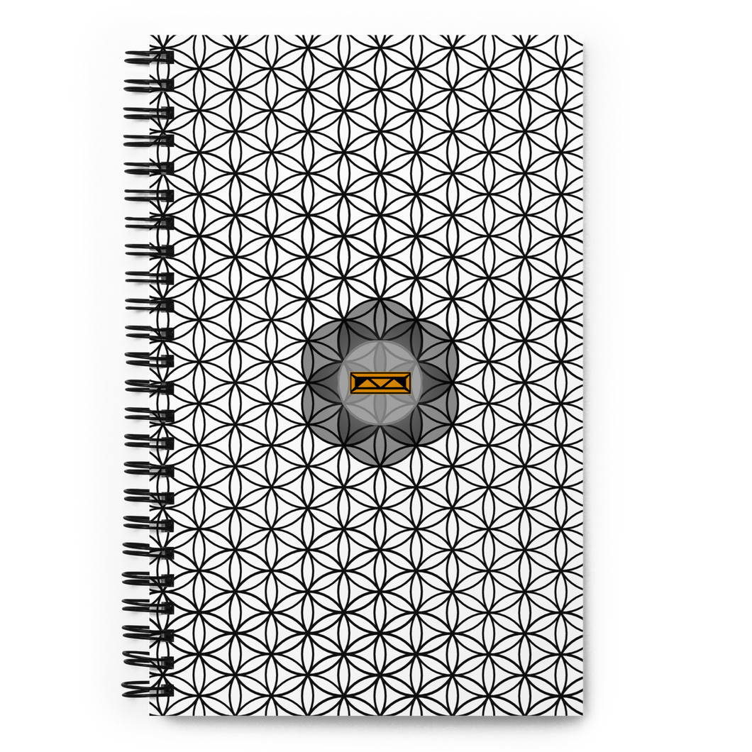TRILLYYON - White & Black - Flower Of Life Spiral Notebook