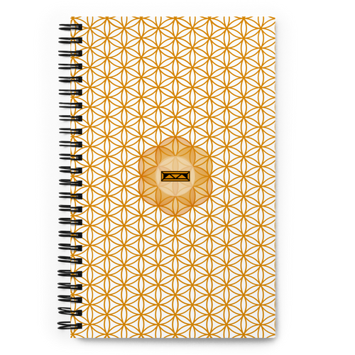 TRILLYYON - White & Gold - Flower Of Life Spiral Notebook