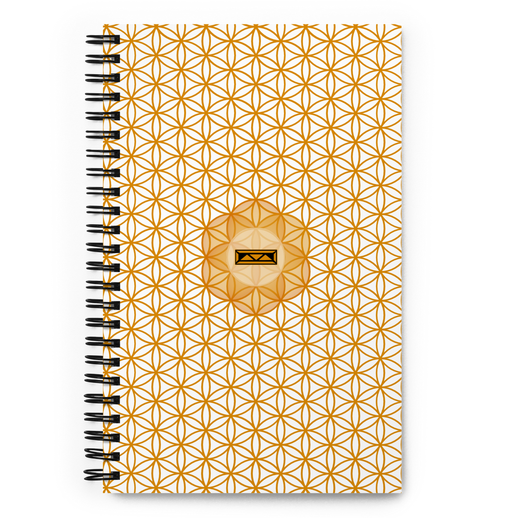 TRILLYYON - White & Gold - Flower Of Life Spiral Notebook
