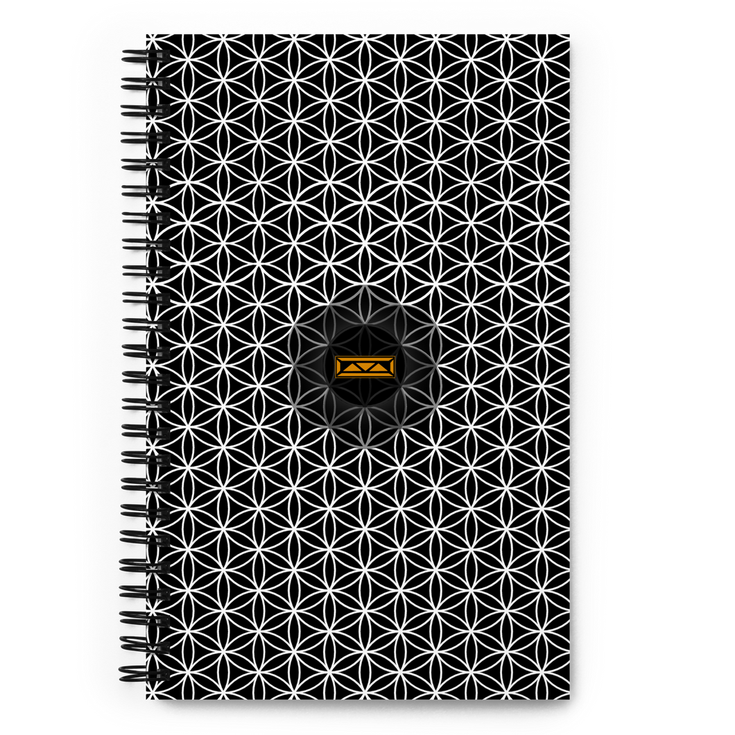 TRILLYYON - Black & White  - Flower Of Life Spiral Notebook