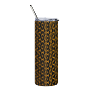 TRILLYYON - Black & Gold  - Flower Of Life Stainless Steel Tumbler