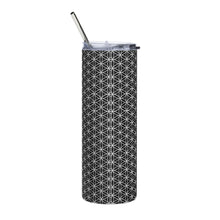 Load image into Gallery viewer, TRILLYYON - Black &amp; White  - Flower Of Life Stainless Steel Tumbler
