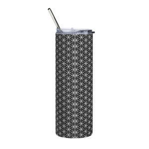 TRILLYYON - Black & White  - Flower Of Life Stainless Steel Tumbler