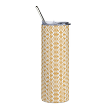 Load image into Gallery viewer, TRILLYYON - White &amp; Gold - Flower Of Life Stainless Steel Tumbler