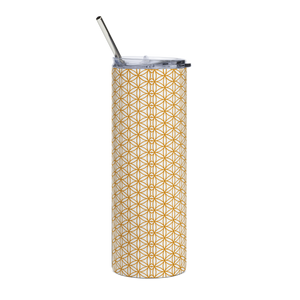 TRILLYYON - White & Gold - Flower Of Life Stainless Steel Tumbler