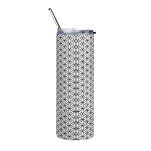 TRILLYYON - White & Black - Flower Of Life Stainless Steel Tumbler