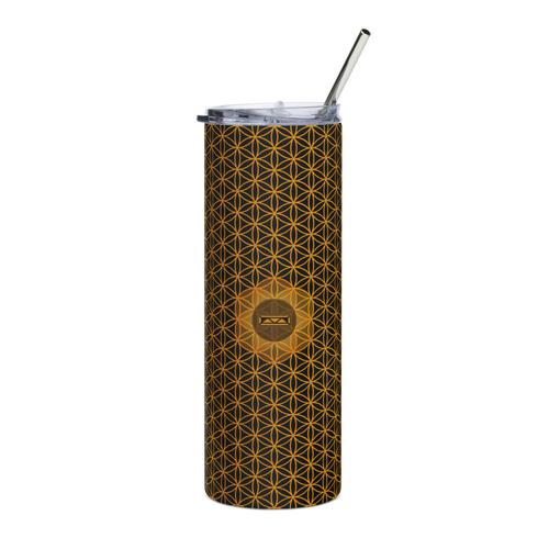 TRILLYYON - Black & Gold  - Flower Of Life Stainless Steel Tumbler