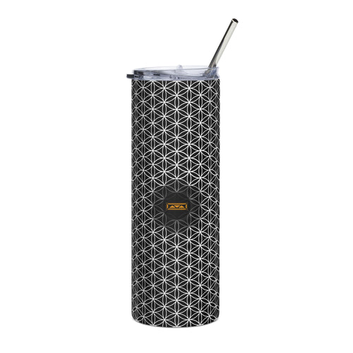 TRILLYYON - Black & White  - Flower Of Life Stainless Steel Tumbler