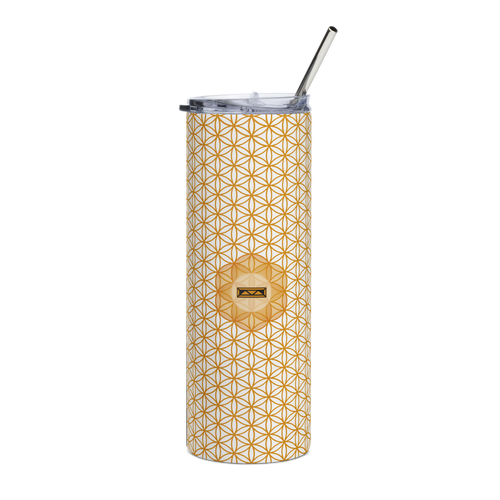TRILLYYON - White & Gold - Flower Of Life Stainless Steel Tumbler