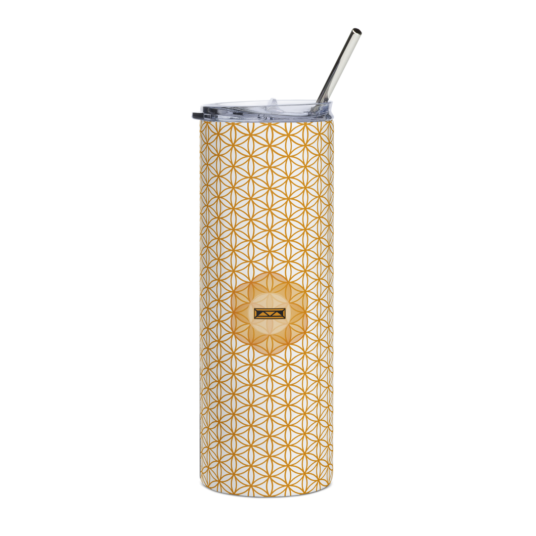 TRILLYYON - White & Gold - Flower Of Life Stainless Steel Tumbler
