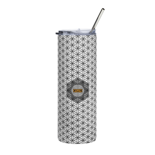 TRILLYYON - White & Black - Flower Of Life Stainless Steel Tumbler