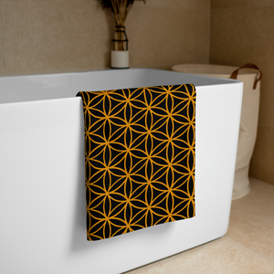 TRILLYYON - Black & Gold - Flower Of Life Towel