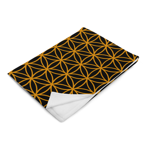 TRILLYYON - Black & Gold - Flower Of Life Throw Blanket