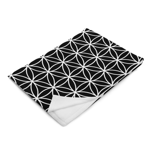 TRILLYYON - Black & White  - Flower Of Life Throw Blanket